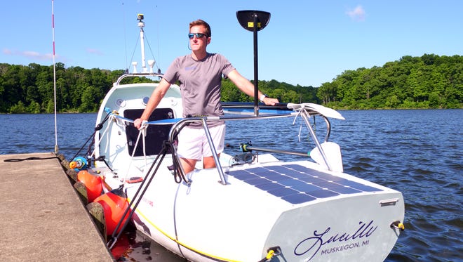 Mount Adams resident Bryce Carlson is rowing across the North Atlantic solo and facing the remnants of Hurricane Chris.