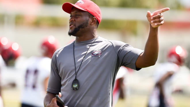 Former St. Lucie West Centennial coach Jamar Chaney, shown here in a 2017 practice, will spend two weeks with the Kansas City Chiefs as part of the Bill Walsh Diversity Coaching Fellowship.