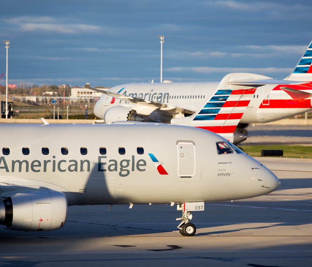 this file photo from 2016 shows American Airlines jets at Chicago O'Hare International Airport.