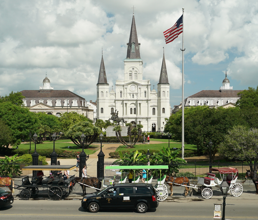 New Orleans' Jackson Square and St. Louis Cathedral, one of the oldest cathedrals in the U.S.