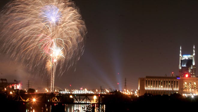Fireworks explode over Riverfront Park on July 4, 2007.