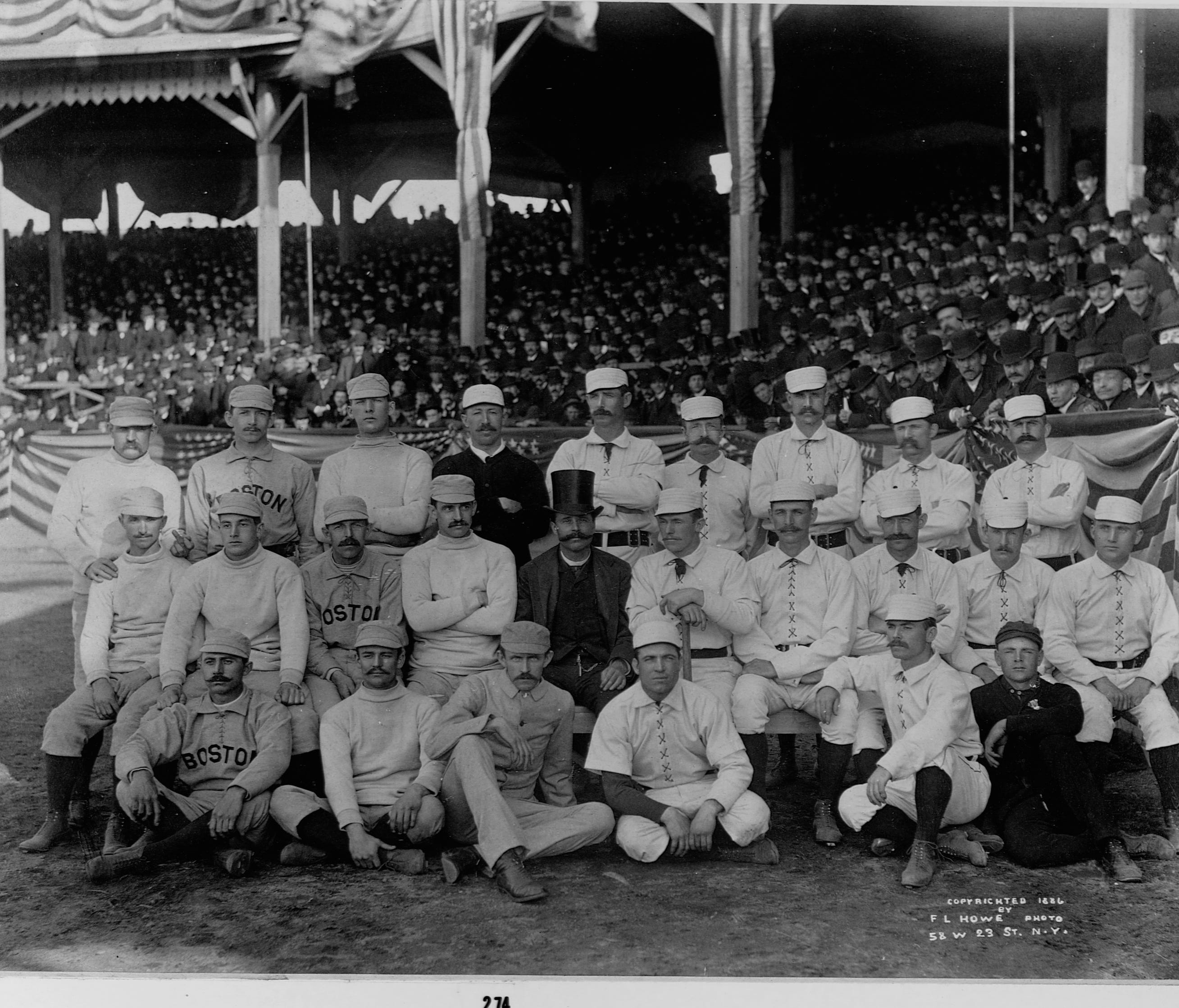 Old Hoss Radbourn, top left, flips the bird in a pre-game photo from 1886.