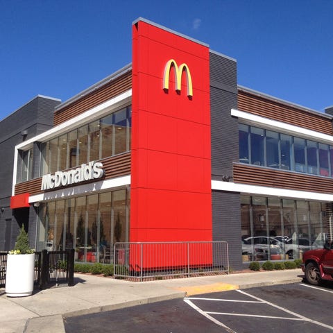 The exterior of a McDonald's restaurant.