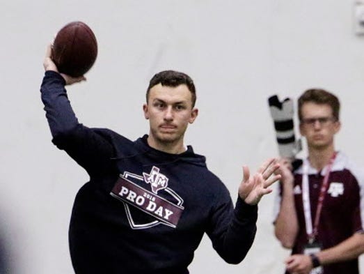 March 27, 2018: Johnny Manziel goes through throwing
