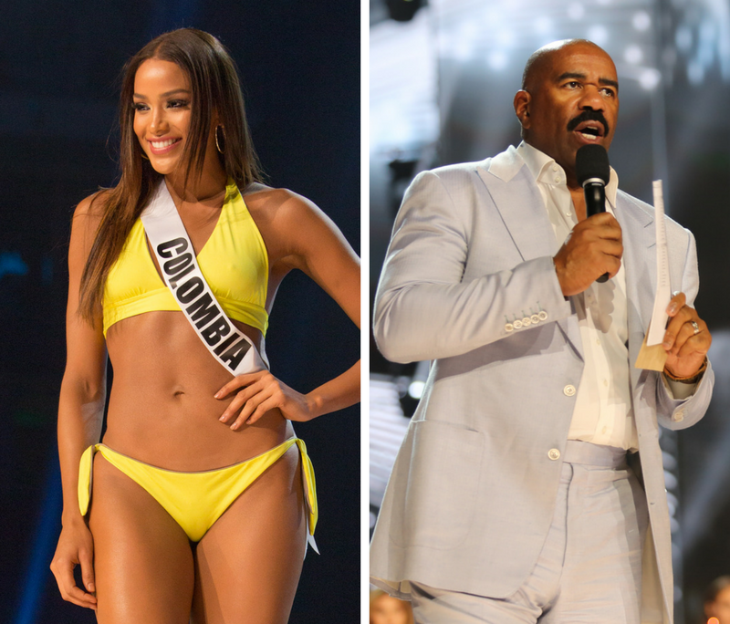 Last year, Steve Harvey mistakenly named Miss Colombia the winner of Miss Universe. This year, Colombia's contestant didn't let him off the hook.