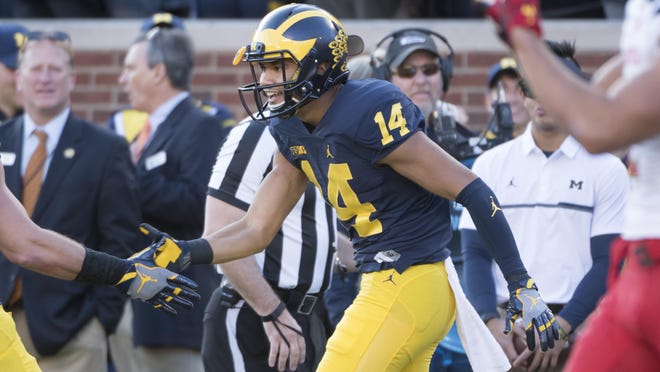 Michigan’s Drake Harris is making the transition from wide receiver to cornerback.