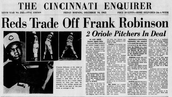 On this day, 51 years ago, the Cincinnati Reds traded future Hall of Famer Frank Robinson to the Baltimore Orioles.