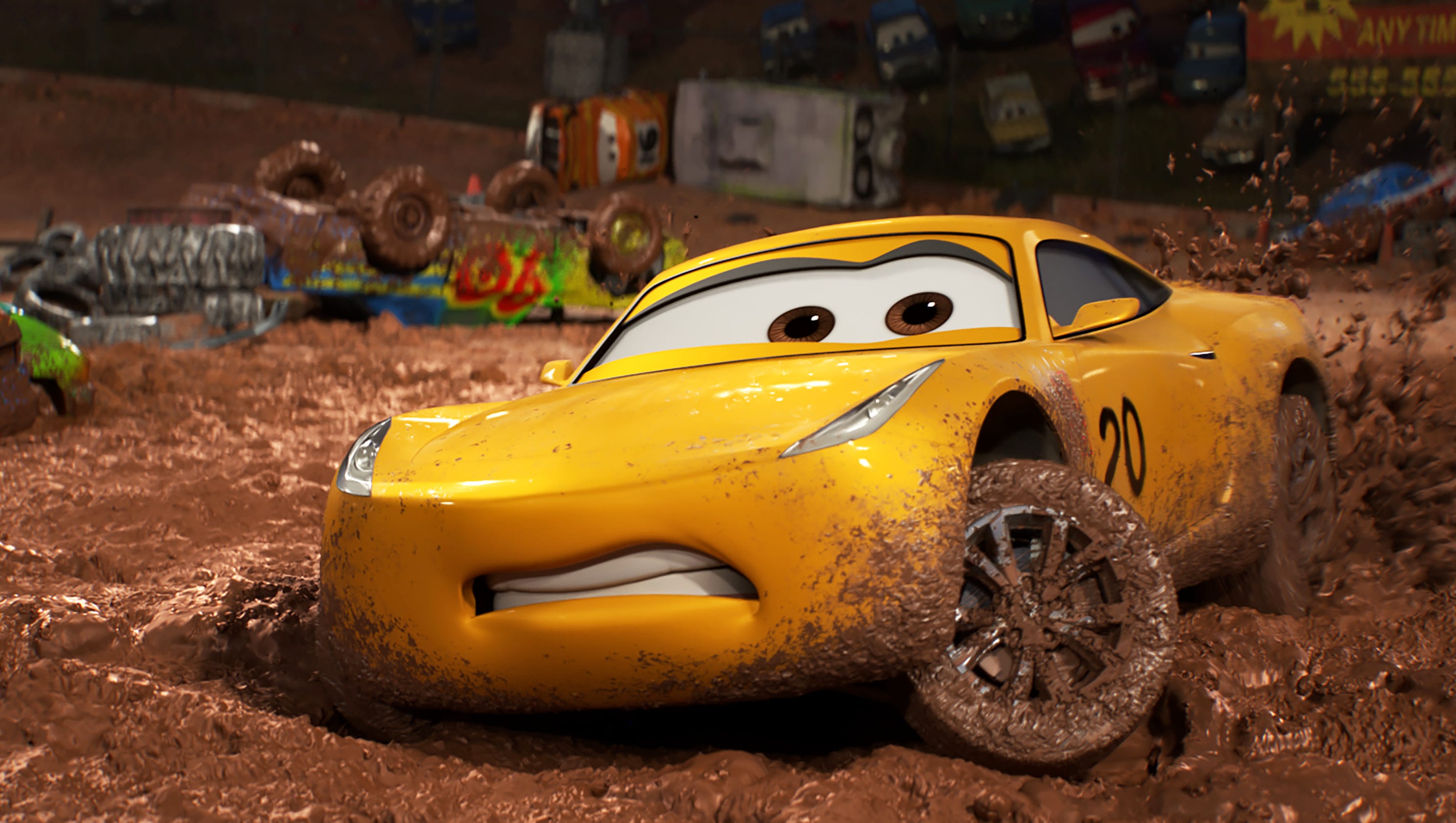 Cars 3 sally. Крус Рамирес Тачки. Тачки 3 Круз Рамирес. Маквин Тачки 3. Грязный Круз Рамирес.