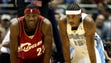 Cleveland Cavaliers' LeBron James, left, and Denver