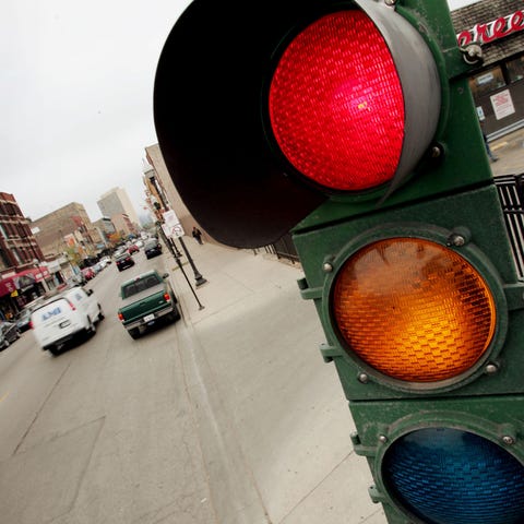 In this 2005 file photo a traffic light controls t