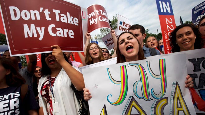 Supporters of Obamacare at the Supreme Court on June 25, 2015.