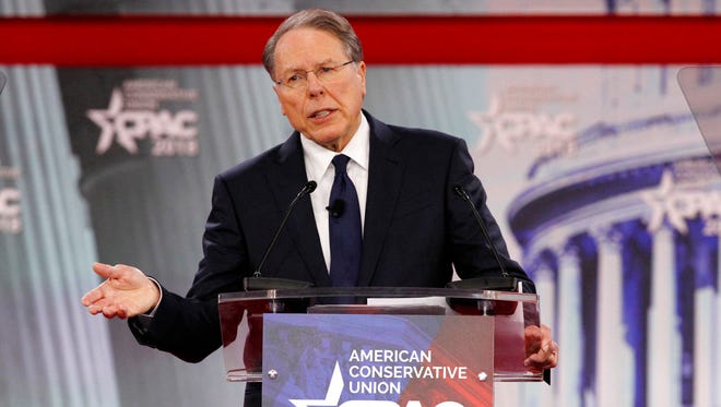 FILE- In this Thursday, Feb. 22, 2018, file photo, National Rifle Association Executive Vice President and CEO Wayne LaPierre, speaks at the Conservative Political Action Conference (CPAC), at National Harbor, Md.  The National Rifle Association's campaign against former Ohio Gov. Ted Stickland in his race for the Senate is a window into how the influential gun rights group wields its political muscle. A new test of the NRA's clout will play out in the coming months as gun control advocates demand swift action following the Florida school shooting. But the group still counts President Donald Trump and senior congressional Republicans as its allies.  (AP Photo/Jacquelyn Martin, File)