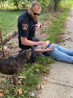 A Topeka police officer on Sept. 19 handcuffed a youth who refused to comply with commands.