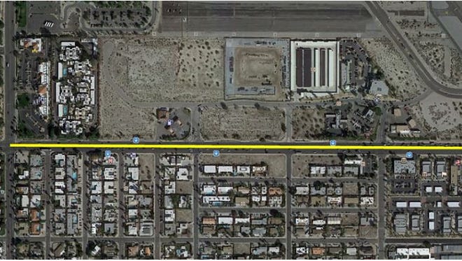 This map shows a stretch of Ramon Road where a pipeline will be replaced. It's one of several locations where the Desert Water Agency is replacing pipes beginning in June.