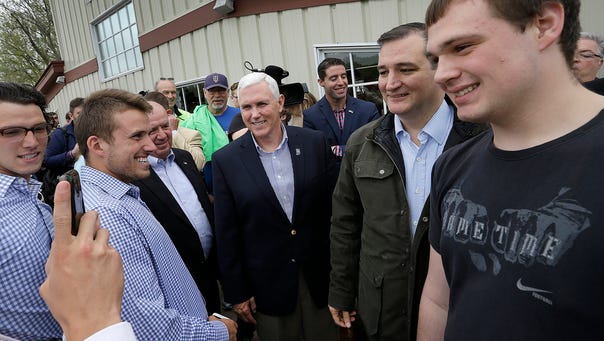 Indiana Gov. Mike Pence (center) joined Sen. Ted Cruz
