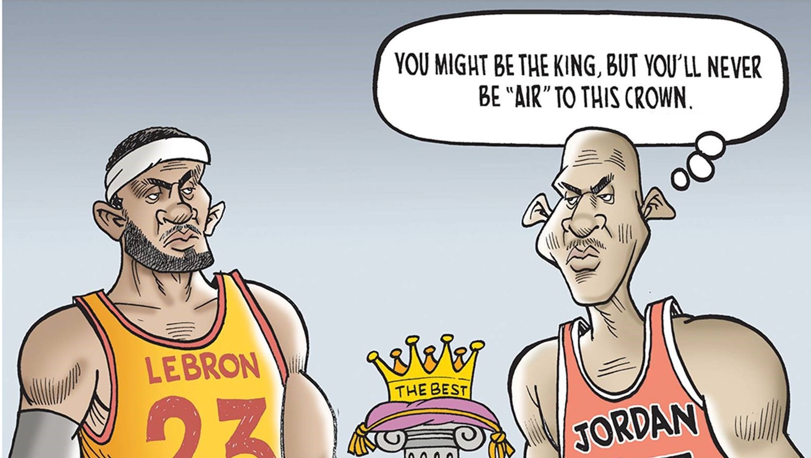 LeBron James vs. Michael Jordan cartoon caption contest winner! LeBron James vs. Michael Jordan cartoon caption contest winner!