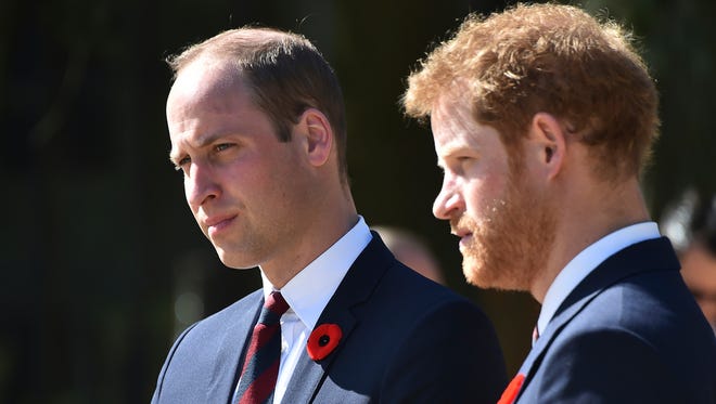 Prince William and Prince Harry on April 9, 2017 in northern France to attend a WWI battle commemoration.
