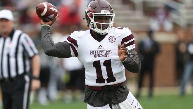 Mississippi State quarterback Damian Williams took the first rep at practice on Wednesday.