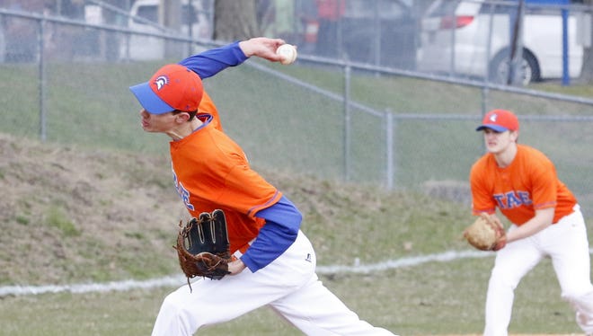 Nate Chorney delivers a pitch for Thomas A. Edison on his way to a five-hitter April 18 in a 6-1 victory over Notre Dame in Elmira Heights.