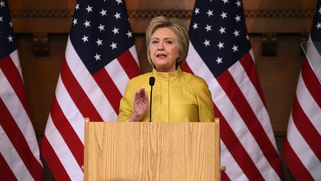 Hillary Clinton delivers a counterterrorism address at Stanford University on March 23, 2016.