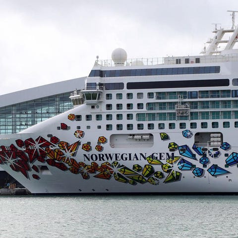 Norwegian Cruise Line's Norwegian Gem sits at the 