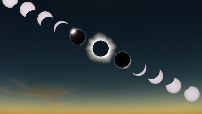 Kevin Morefield provided this time-lapse photo of the progression of a total solar eclipse over Svalbard, Norway, in 2015.