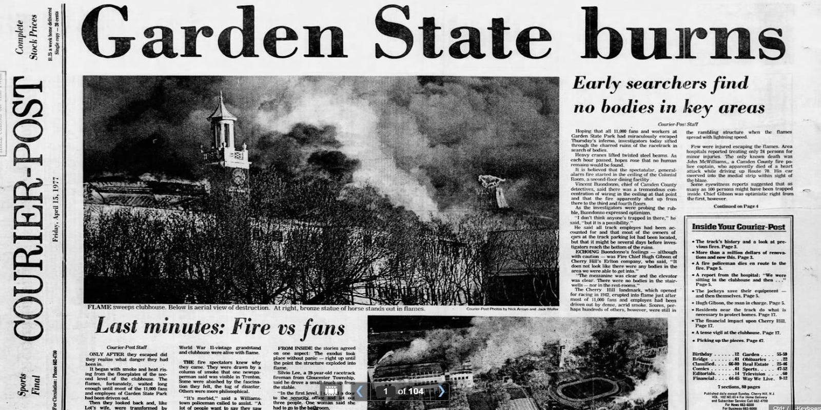 40 Years Ago Garden State Park Burns