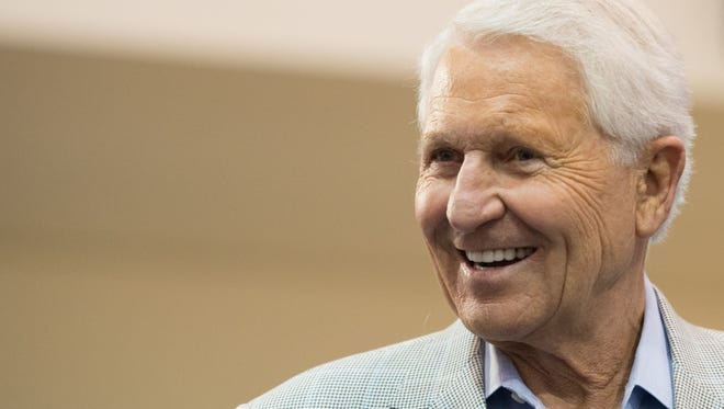 Former Iowa basketball coach Lute Olson is pictured in 2014.