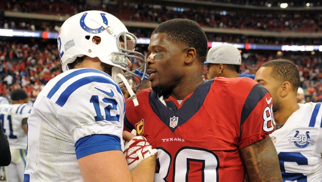 The Indianapolis Colts signed Andre Johnson, shown here in November of 2013, as a free agent Wednesday.