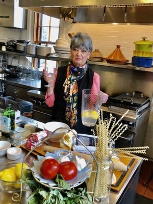 Culinary director Gail Blakely prepares lemonade from lemons in her "Out of the Pantry" virtual cooking series for Highfield Hall & Gardens in Falmouth.