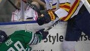 Florida's Joe Cox takes a spill but he did score the Everblades' first goal in Game 6 of the Kelly Cup Finals.