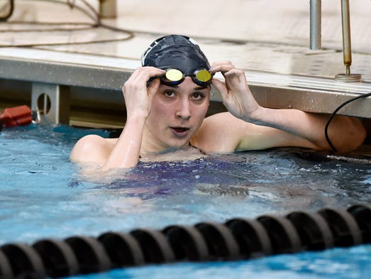 West York's Courtney Harnish looks at the scoreboard