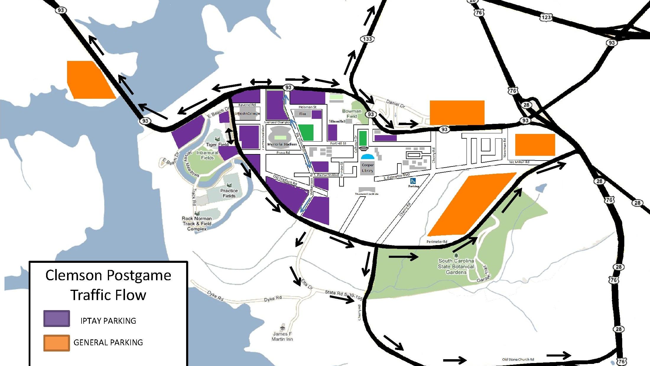 Clemson Parking Map Football 2025 Dannye Chiarra