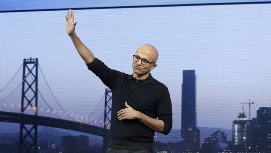 Microsoft CEO Satya Nadella has been pushing his company, which reports Q1 2015 results Thursday, towards a cloud and mobile first vision.