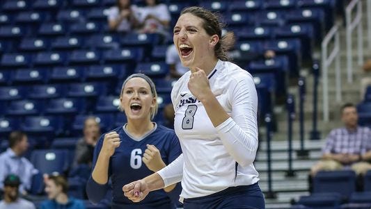 Junior outside hitter Abbey Bessler (right) on Tuesday was named the Big East volleyball player of the year.