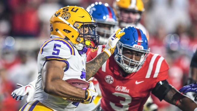 LSU running back Derrius Guice rushed for 276 yards and a touchdown against Ole Miss Saturday night.