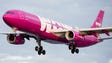 A WOW Air Airbus A330 nearing from Iceland lands at