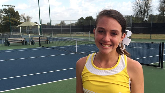 Kickapoo senior Annie Lewis won the final match of her varsity tennis career Thursday at Cooper Tennis Complex in the state team tournament.