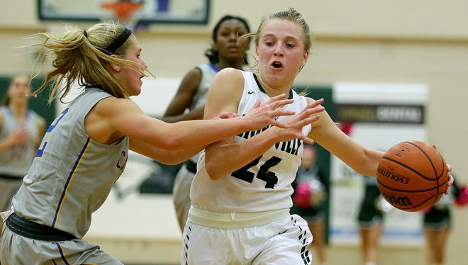 FILE – Maddie Nolan (right) helped Zionsville past East Chicago Central in the Hall of Fame Classic.