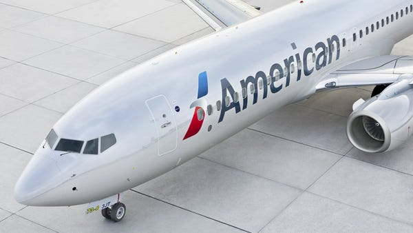 An American Airlines commercial plane outside of a