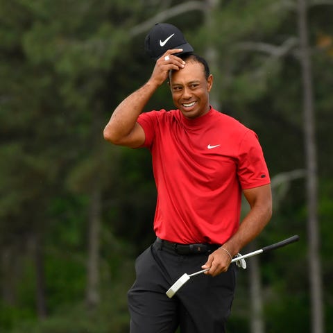 Apr 14, 2019; Augusta, GA, USA; Tiger Woods...