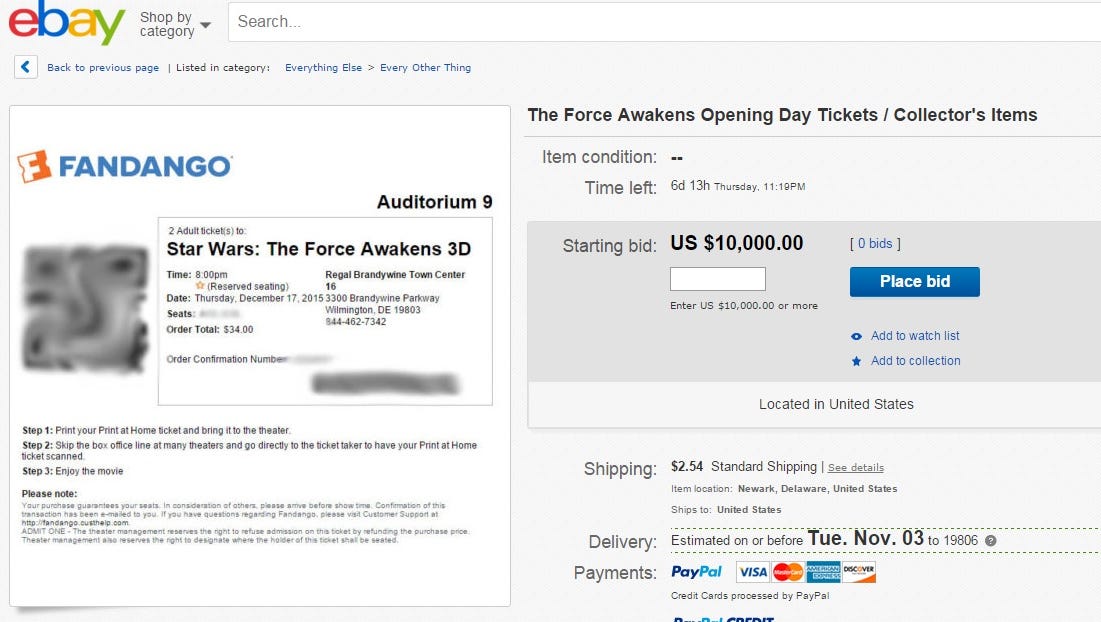 Delaware S 10 000 Star Wars Tickets