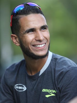 Olympic runner Mohamed Hrezi worked out at Rochester Municipal Park in July. He runs in Rio today.