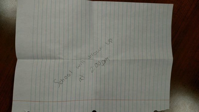 This bomb threat was found in a girls' restroom at Madison Comprehensive High School on Tuesday, March 20, 2018. The Richland County Sheriff's Office is asking for the public's help in identifying who wrote the note.