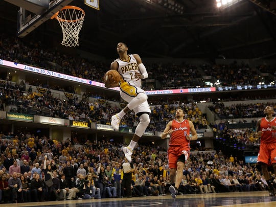 Paul George dazzles the crowd with a 360 dunk