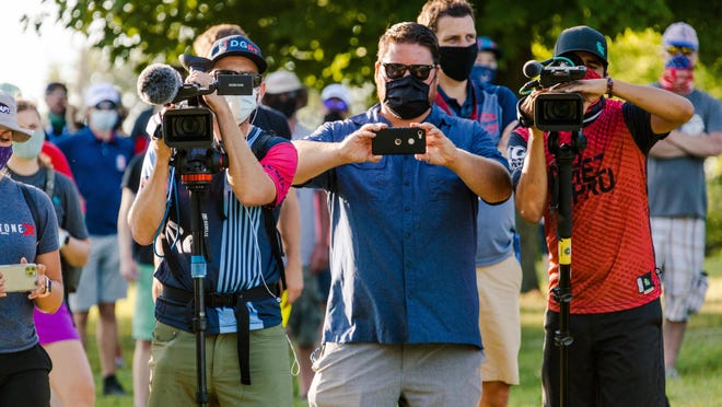 Behind the scenes at the 2020 Ledgestone Open, where the tournament put together a team of photographers, live-stream crews, on-site reporters and public relations staff for the Professional Disc Golf Association event on Sunday, Aug. 16, 2020.