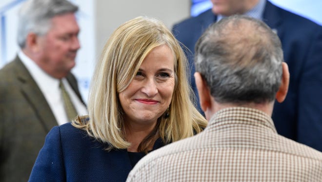  Mayor Megan Barry attends a Old Hickory Towers ribbon cutting in Nashville on Friday, Feb. 23, 2018