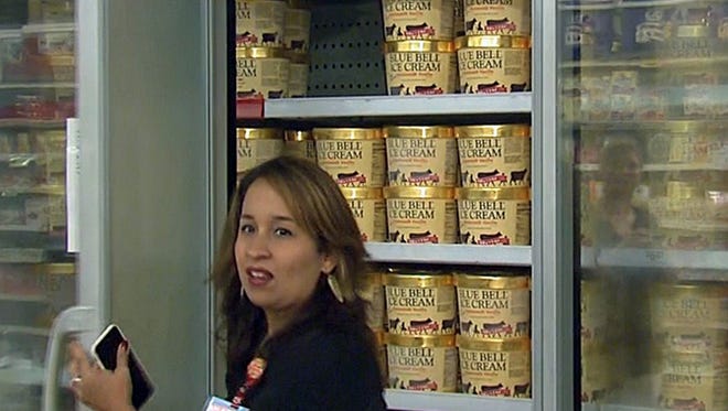Blue Bell ice cream is in the freezer at a Randalls store in Houston on Monday, Aug. 31, 2015.