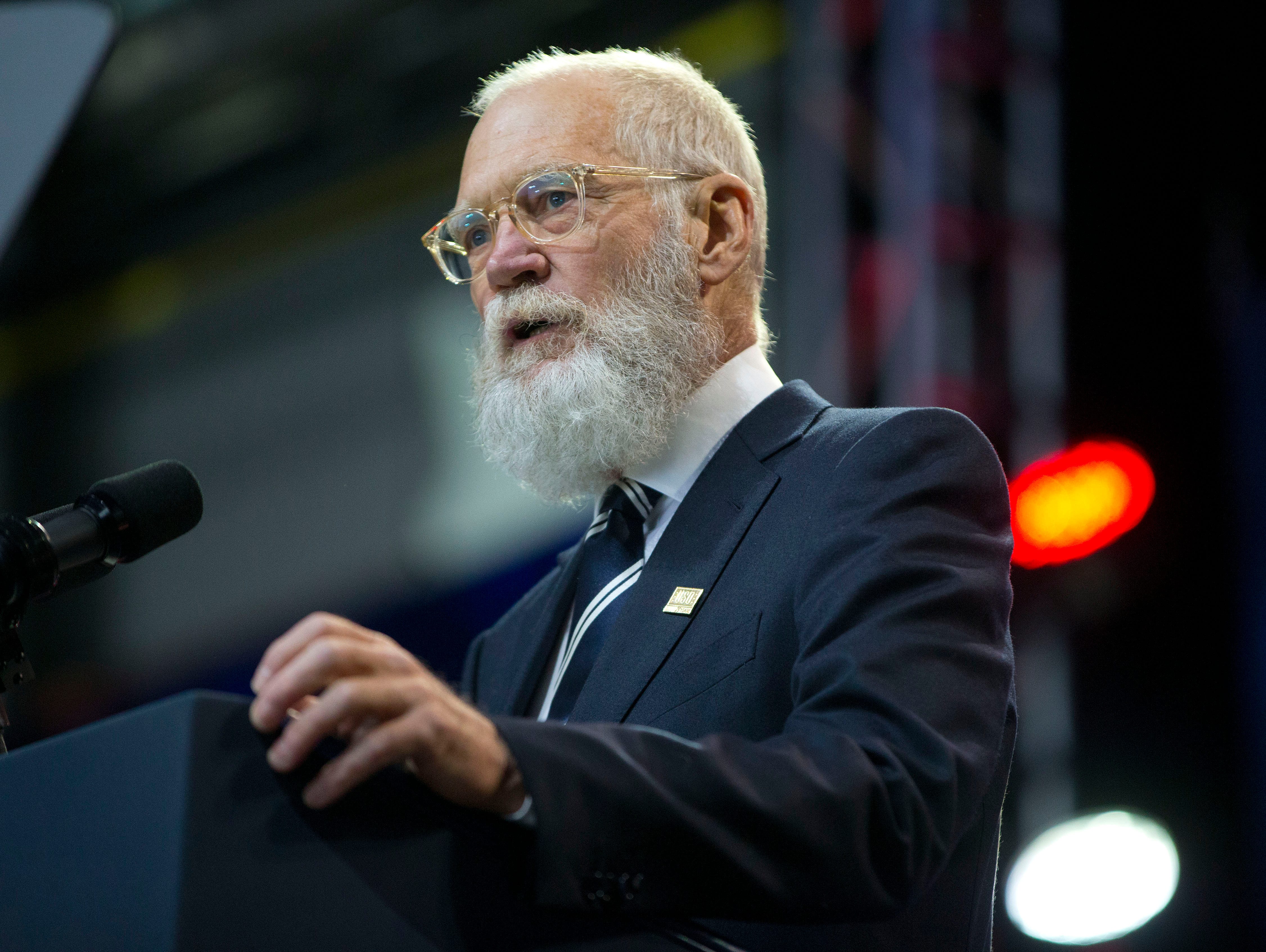 Letterman, seen here in 2016, recalled how CBS executives wanted to put his mother, Dorothy Mengering, on the air as much as possible. 