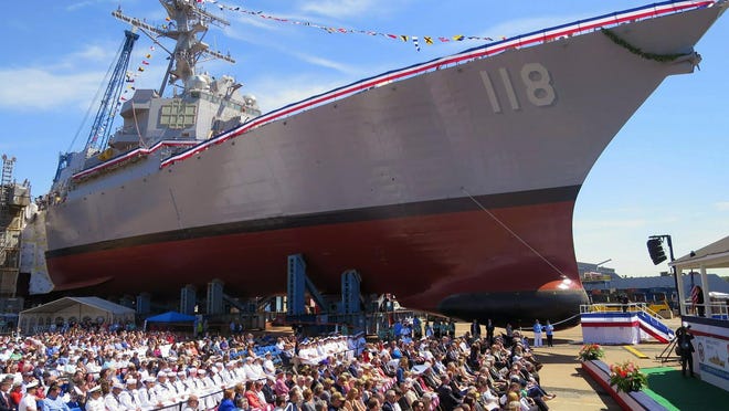 The U.S. Navy christened its newest Arleigh Burke-class destroyer, the future USS Daniel Inouye, at General Dynamics' Bath Iron Works on June 22, 2019.